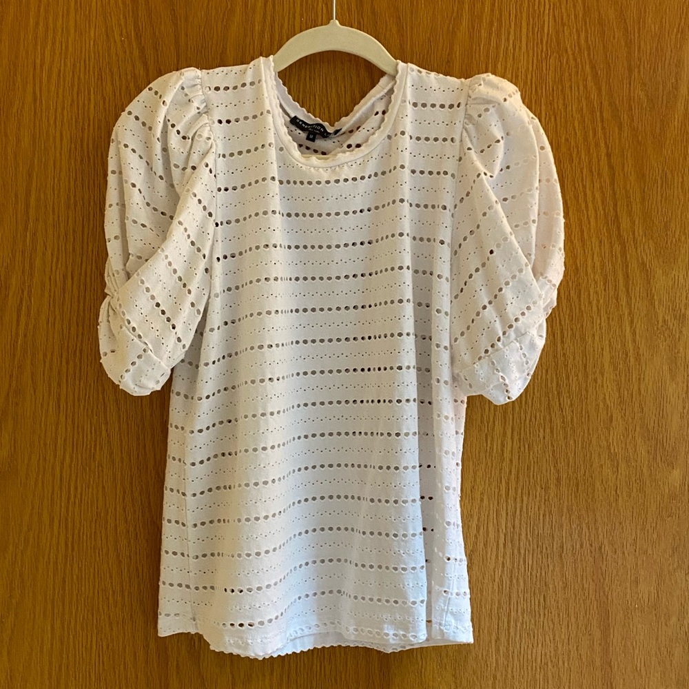 Generation Love puff sleeve perforated tee